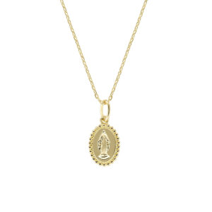 Collar de la Virgen Milagrosa de latón – chapado en oro de 18 quilates – Longitud 40 + 5 cm · colgante 7 x 10 mm – OTCLMILIG3